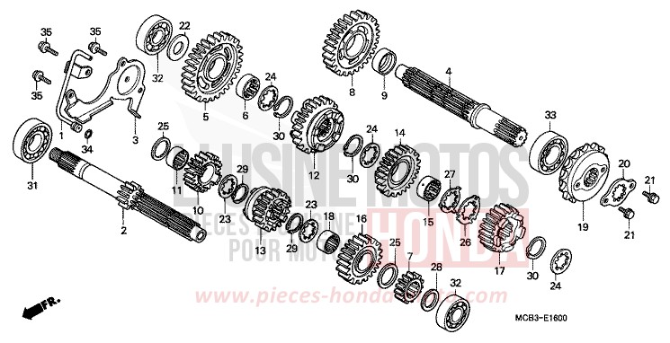 TRANSMISSION for Transalp 650 MUTE BLACK METALLIC (NH359) from 2001